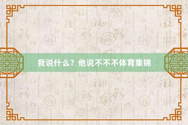 我说什么？他说不不不体育集锦